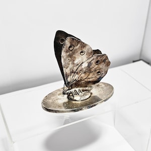 Jugendstil Serviettenhalter Schmetterling skandinavisch 1920er Jahre Design schwedisch Vintage Metall Nickelsilber selten