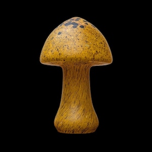 Retro Kosta Boda glass mushroom Monica Backström Sheathed Woodtuft figurine Scandinavian 1980s glass art Sweden