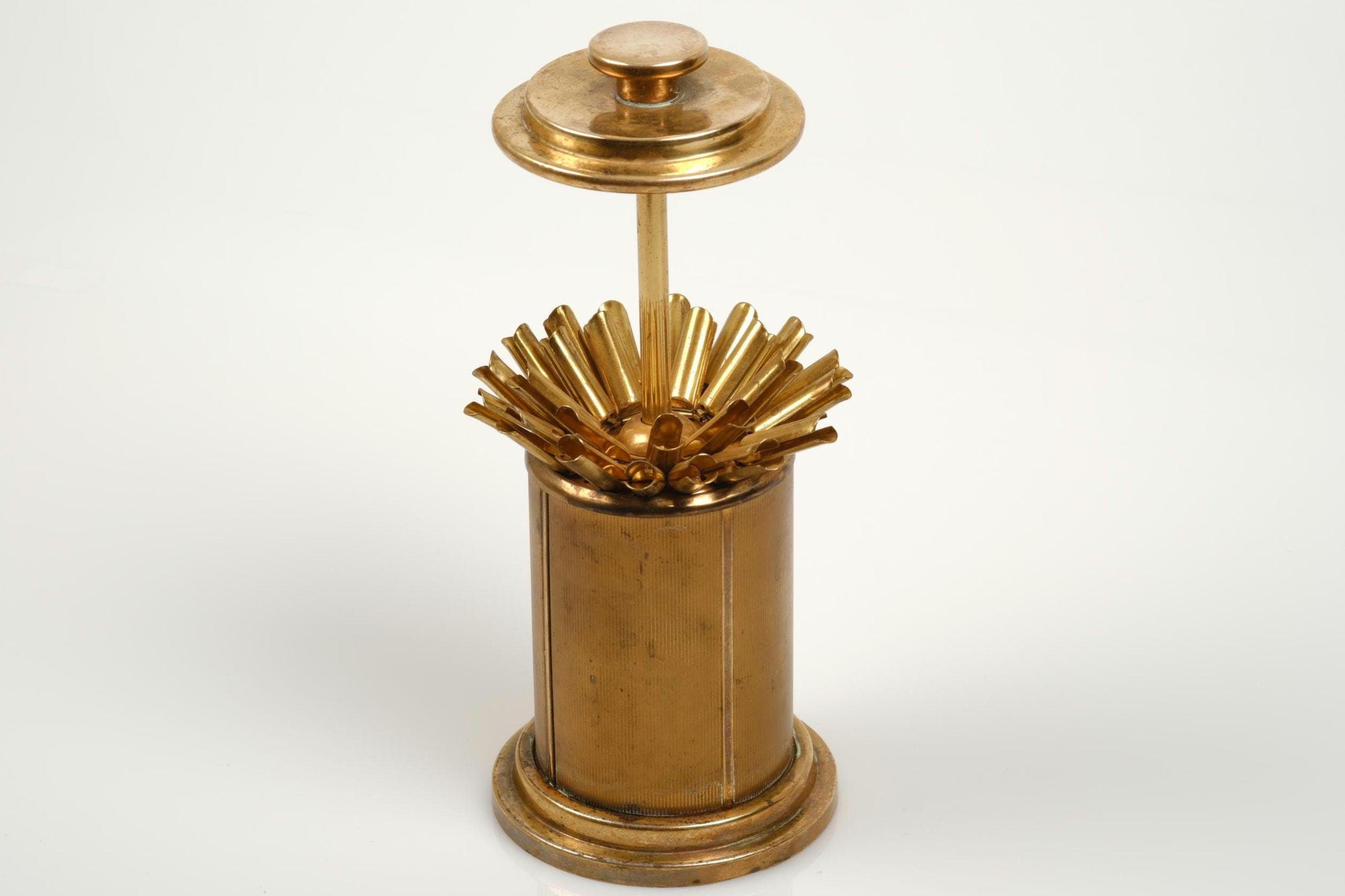 Art Deco Brass Cigarette Dispenser: European 1920s Design