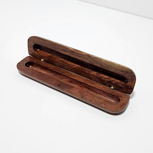 Scandinavian teak pen case Swedish 1950s design vintage teak wood minimalistic