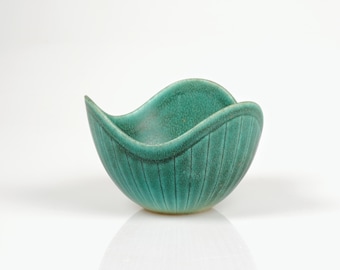 Gunnar Nylund Rörstrand Schale: Türkise Hasenfellglasur, schwedische Mid-Century Keramik