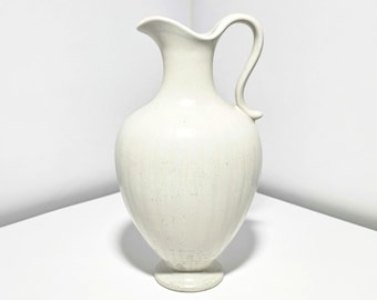 Gunnar Nylund Rörstrand Weiße Steingut Vase: Mid-Century Modern Schwedische Keramik