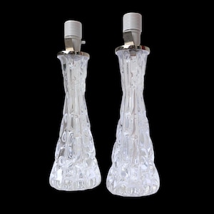 Orrefors Crystal Table Lamps: Carl Fagerlund Scandinavian Mid-Century Modern Design