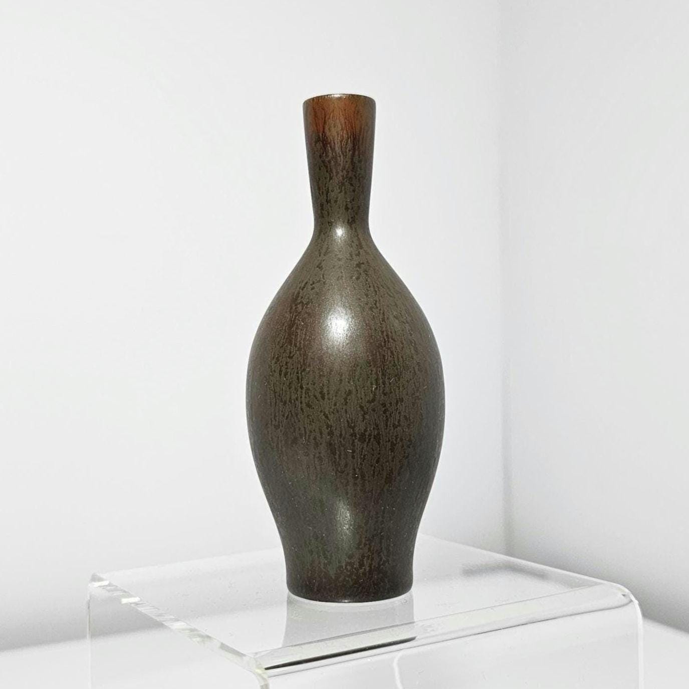 Carl-Harry Stålhane SXE vase Rörstrand Sweden Scandinavian 1950s design Swedish mid-century stoneware rare hare fur glaze vintage small