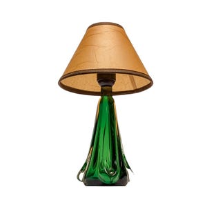 Seguso Murano glass table lamp by Flavio Poli Italian 1950s glass art Venetian retro glass green amber sommerso