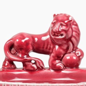 Miska z lwem w stylu art déco w stylu vintage: szwedzka ceramika Upsala Ekeby z lat 30. XX wieku