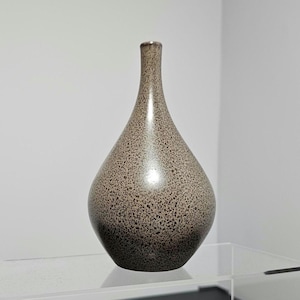 Stig Lindberg vase Gustavsberg VITRIN Scandinavian mid-century stoneware ceramics Swedish 1950s design gray freckled hare fur glaze vintage
