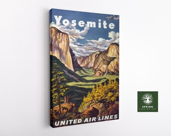 Póster de Yosemite, póster de parque nacional, impresión vintage, póster de pared, póster retro, obra de arte vintage, póster de regalo, idea de regalo, impresiones de Yosemite