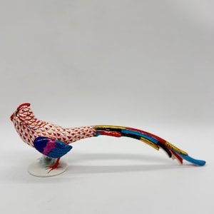 Herend Hungary Red Fishnet Pheasant Handpainted Porcelain Figurine