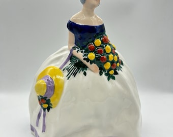 Rare Etling Editions Porcelain Figurine: Art Deco Lady with Flowers by Ernest Gazan