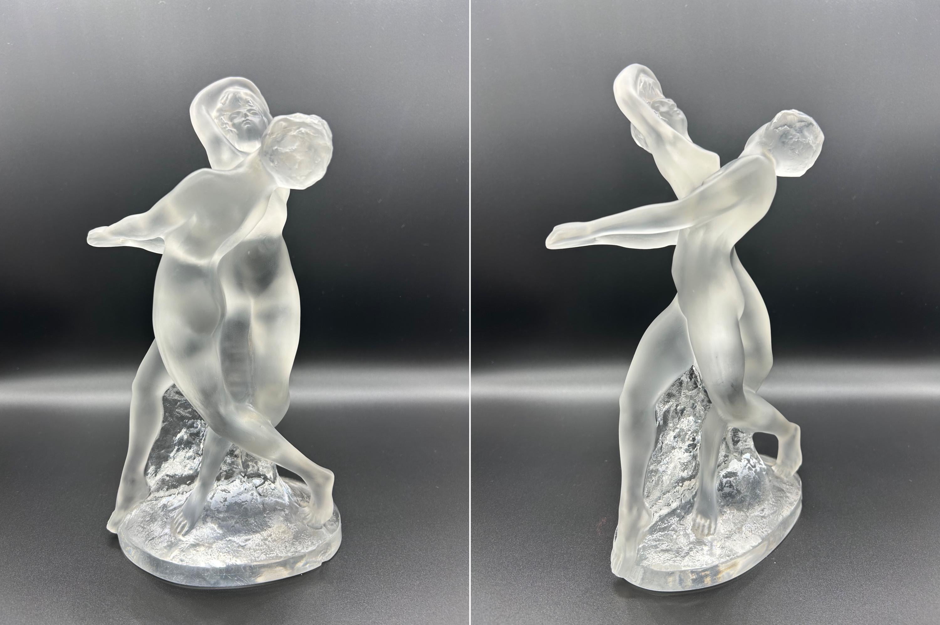 Lalique France Deux Danseuses / Two Dancers Nude Art Deco Crystal