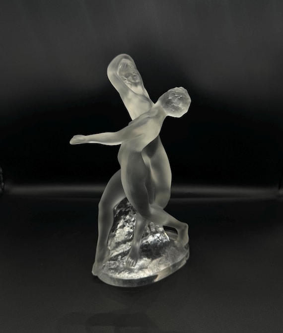 Lalique France Deux Danseuses / Two Dancers Nude Art Deco Crystal