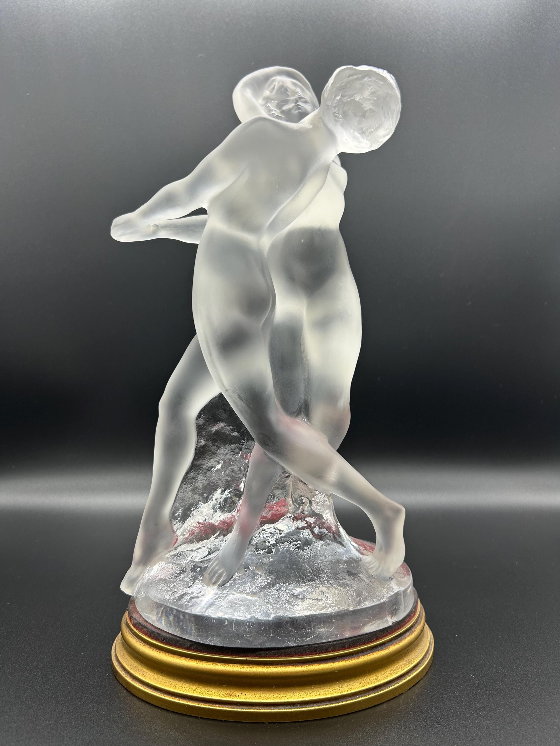 Lalique France Deux Danseuses / Two Dancers Nude Art Deco Crystal