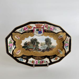 Limoges Hand-Painted Porcelain Plate with Landscape and Armorial Crest I A. Lanternier & Co.