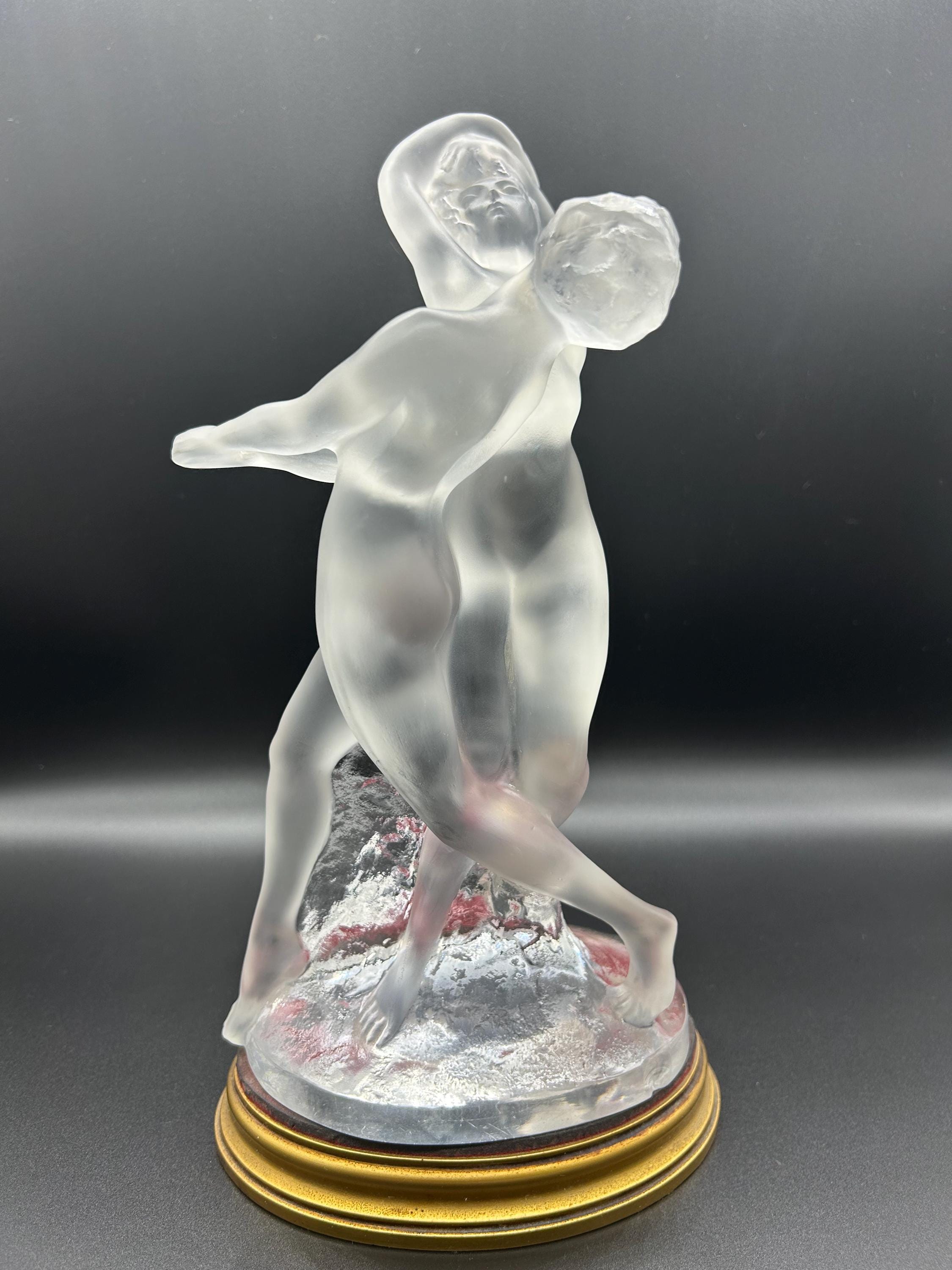Lalique France Deux Danseuses / Two Dancers Nude Art Deco Crystal