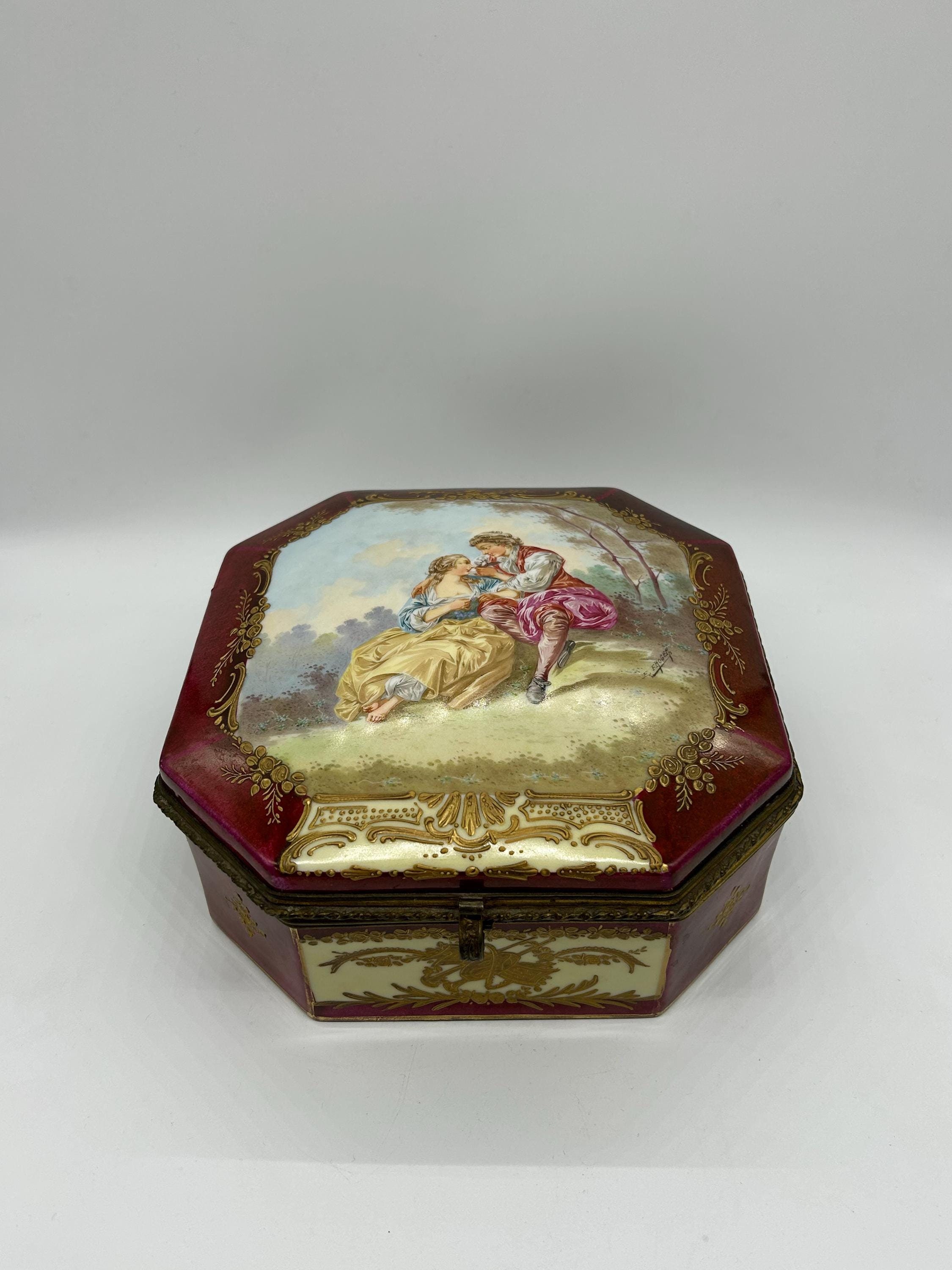 Antique French Sevres Style Porcelain Casket Box, Hand-painted - Etsy
