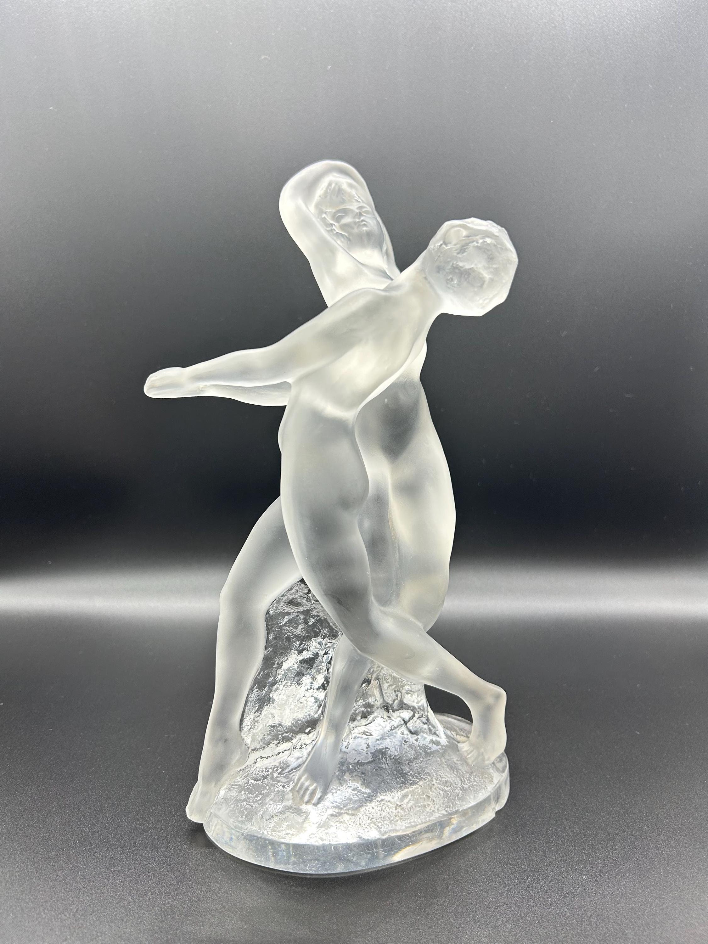 Lalique France Deux Danseuses / Two Dancers Nude Art Deco Crystal