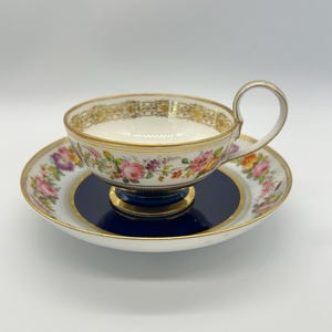 Sevres - Handpainted Floral Porcelain Cup and Saucer