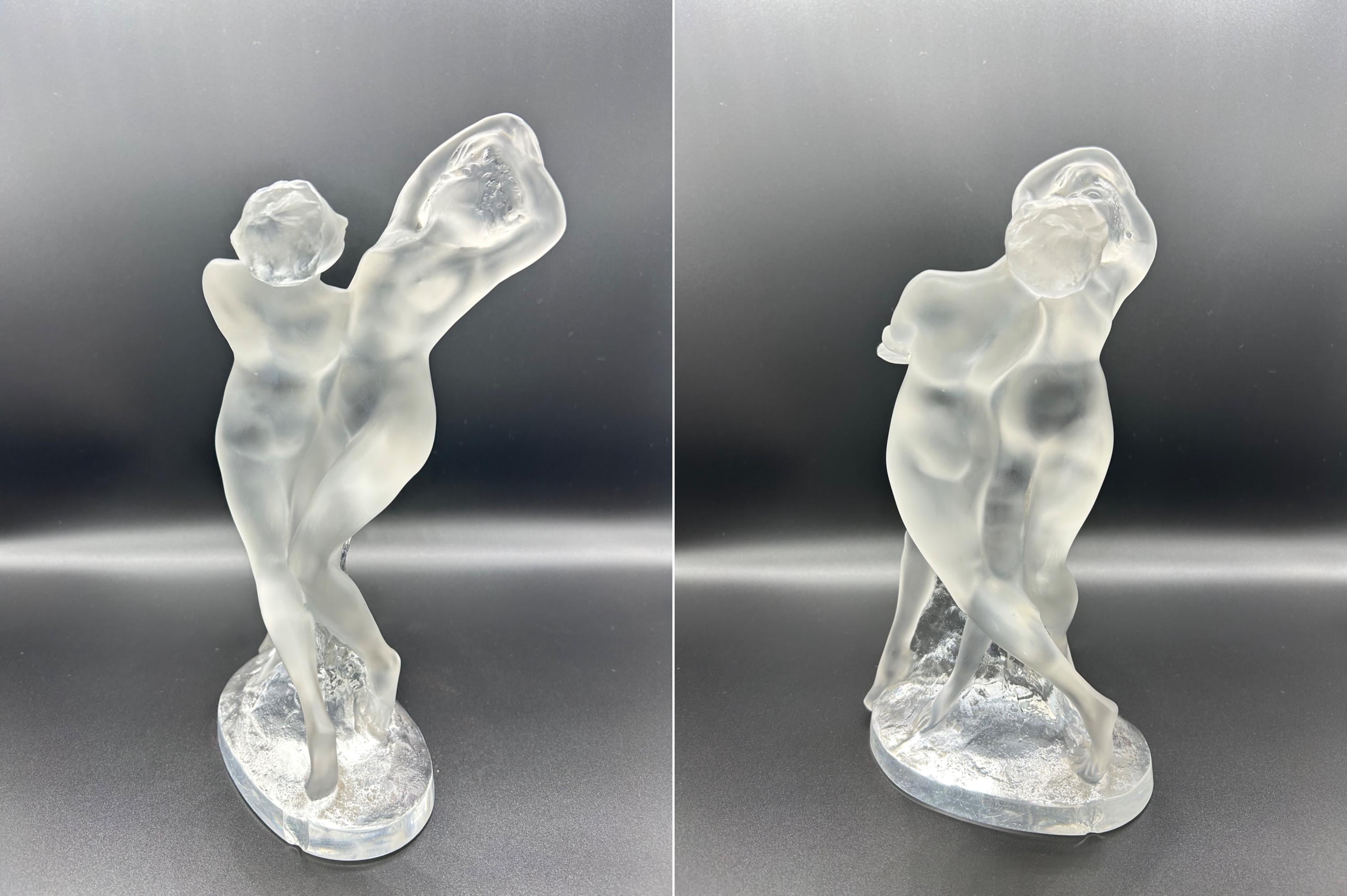 Lalique France Deux Danseuses / Two Dancers Nude Art Deco Crystal