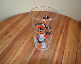 Vintage 1990 - Nutella Looney Tunes Daffy Duck Drinking Glass Collectible Cartoon Character Tumbler