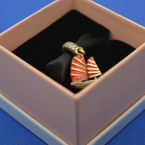 Red sailing ship - charm Pandora - preloved Japanese inspired - boat, charm, travel charm,