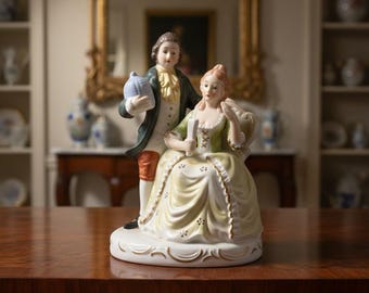 Vintage Victorian Couple Figurines – Hand-painted Porcelain Man