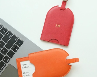 Personalized Leather Luggage Tag, Monogrammed Travel Gift for Her, Custom Gift Tags, Wedding Party Favors, Bridesmaid Gifts, Leather Tag