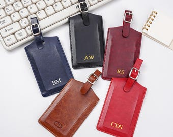 Personalized Leather Luggage Tag, Custom Embossed Travel Tag, Monogram Suitcase Tag, Wedding Favor, Groomsmen Gift, Business Travel Gift