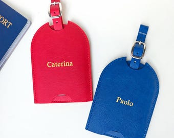 Custom Monogrammed Luggage Tag, Personalized Leather Luggage Tag, Wedding Gift, Bridesmaid Gifts, Travel Gift for Couple