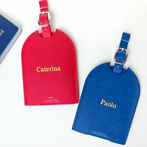 Personalized Leather Luggage Tag, Monogrammed Travel Gift for Her, Custom Gift Tags, Wedding Party Favors, Bridesmaid Gifts, Leather Tag
