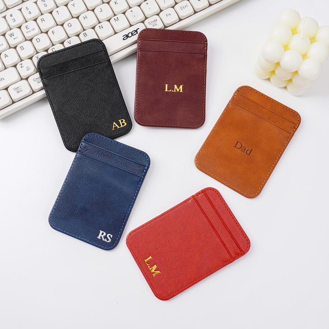 Custom Leather Card Holder Embossed Monogram Wallet 5 Slots Groomsmen custom-leather-card-holder-embossed-monogram-wallet-5-slots-groomsmen