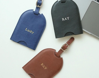 Custom Monogrammed Luggage Tag, Personalized Vegan Leather Luggage Tag, Wedding Gift, Bridesmaid Gifts, Travel Gift for Couple