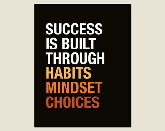 Gewohnheiten Motivationsplakat, Erfolg Wandkunst, Motivationsplakat, Positivität am Arbeitsplatz Digitaler Download