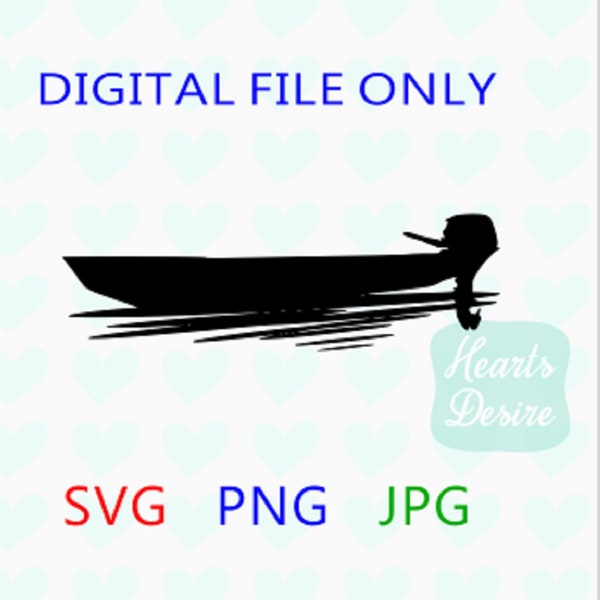 Jon Boat Cut file,  Bass Boat Cut File, SVG PNG JPG, Silhouette or Cricut Designs