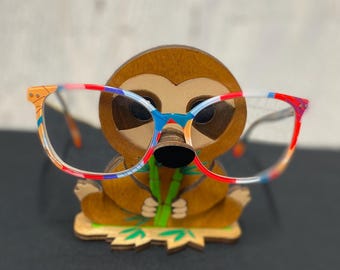 Sloth Eyeglass Holder, Readers and Sunglasses Storage Stand, Animal Desk Decor