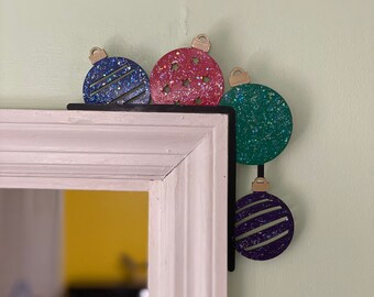 Wooden Christmas Ornaments Door Corner Topper, Holiday Decor