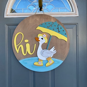 Spring Duck in Rain Boots Door Hanger, Wood Laser Cut Door Hanger, Front Door Decor, Home Decor