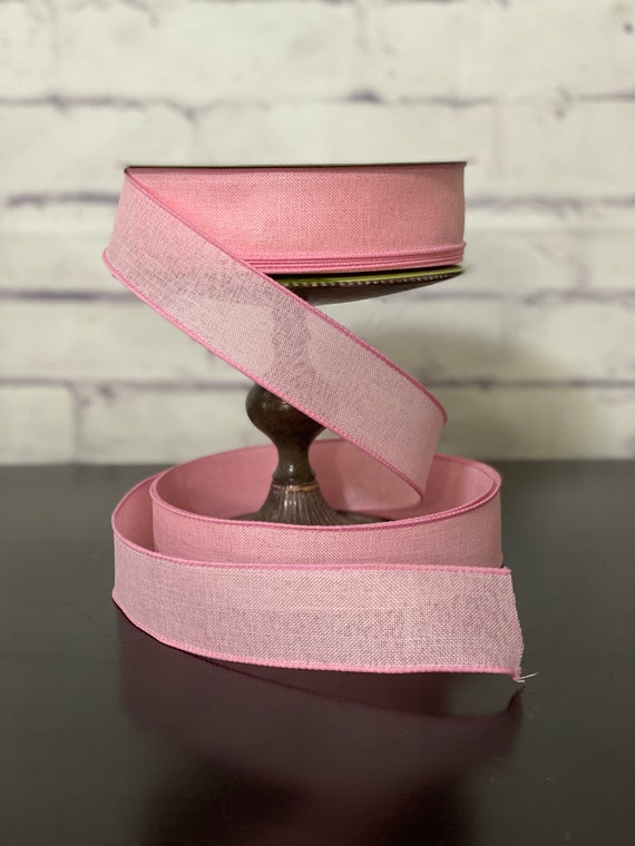 Light Pink Ribbon, Wired Edge Ribbon / 1.5 Ribbon by the Yard / Wreath and  Bow Supplies