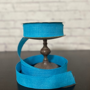 Aqua / Turquoise Wired Edge Ribbon  / 1.5&quot; Ribbon by the Yard / Wreath and Bow Supplies