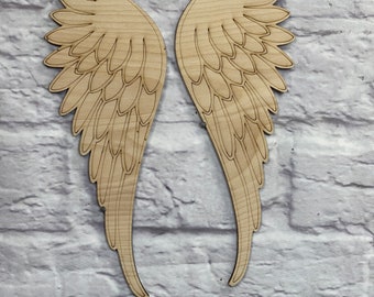 Extra Large Angel Wings Blank, Unpainted Wooden Laser Cut Wings