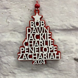 Family Names Christmas Tree Ornament, Holiday Gift Tags, Personalized Onament with Names, Family Tree Holiday Ornaments, Kids to Mom Gift