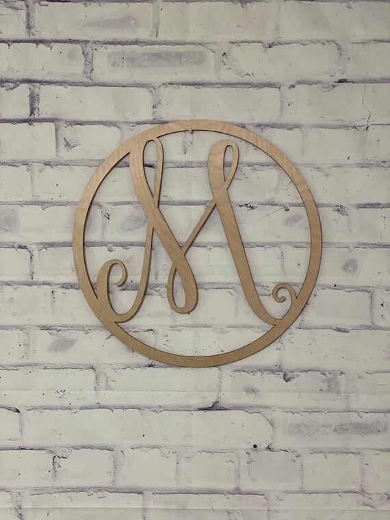 Monogram Initial Door Hanger, Personalized Minimalist Front Door Wreath