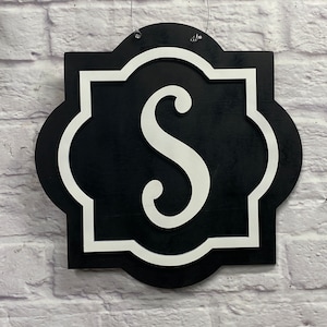 Monogram Door Hanger, Monogram Initial Sign, Quatrefoil Door Hanger, Modern Door Hanger, Initial Door Decor