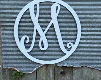 Monogram Initial Door Hanger, Personalized Minimalist Front Door Wreath