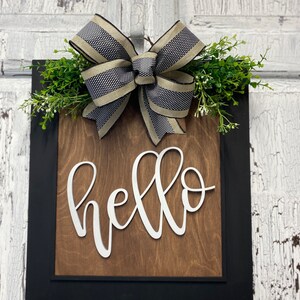 Hello Square Front Door Hanger Wreath, Wooden Housewarming Gift for New ...