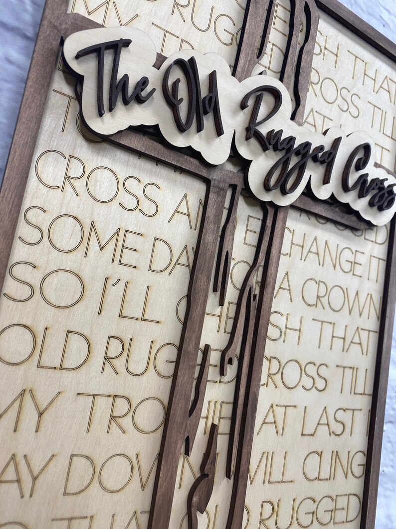 Old Rugged Cross Sign Layered Wooden Sign Laser Cut Decor | Etsy