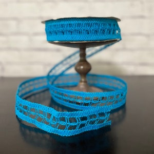 Turquoise Jute Open Weave Wired Edge Ribbon, Teal 1.5&quot; Ribbon by the Yardage Wreath and Bow Supplies, Junk Journal Book Making Gift Wrapping