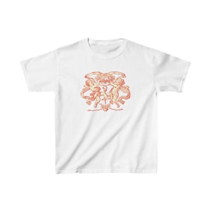 Coquette Angel Baby Tee, 90s Trendy Fitted Tee, Ephemera Cherub Baby Tee, Vintage Style Graphic Tee, Cute Aesthetic Baby Tee