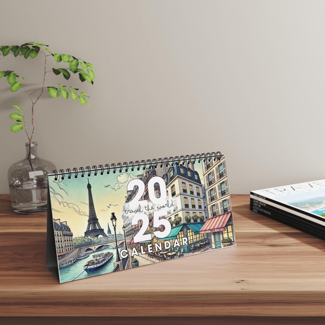 Calendar Travel the World, 2025 Desk Calendar, Travel Desk Calendar