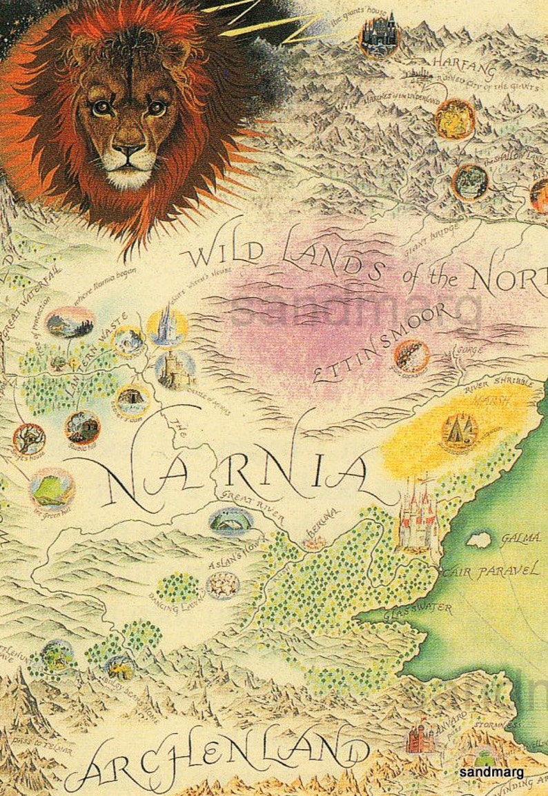 The Lion the Witch and the Wardrobe Map of Narnia and the | Etsy